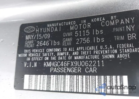 2009 Hyundai Genesis 4.6 из США, поврежденный, VIN KMHGC46FX9U062211